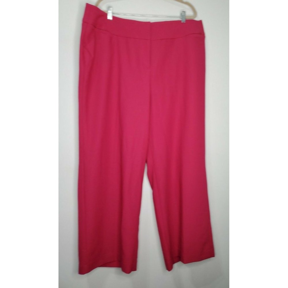 NEW Lane Bryant Size 22 Allie Pant Wide Leg Bright Fuchsia Pink Trouser Career